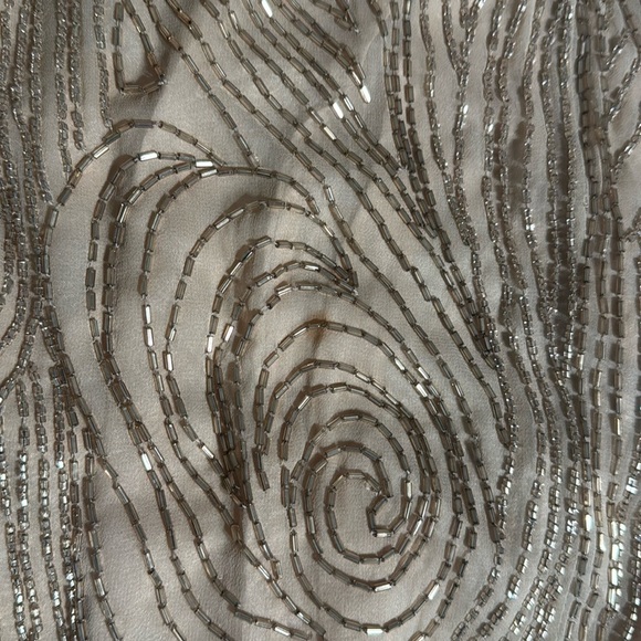 VINTAGE Peak Evenings 100% Silk Hand Beaded Gown Dress size 6 4 Champagne - Picture 15 of 16